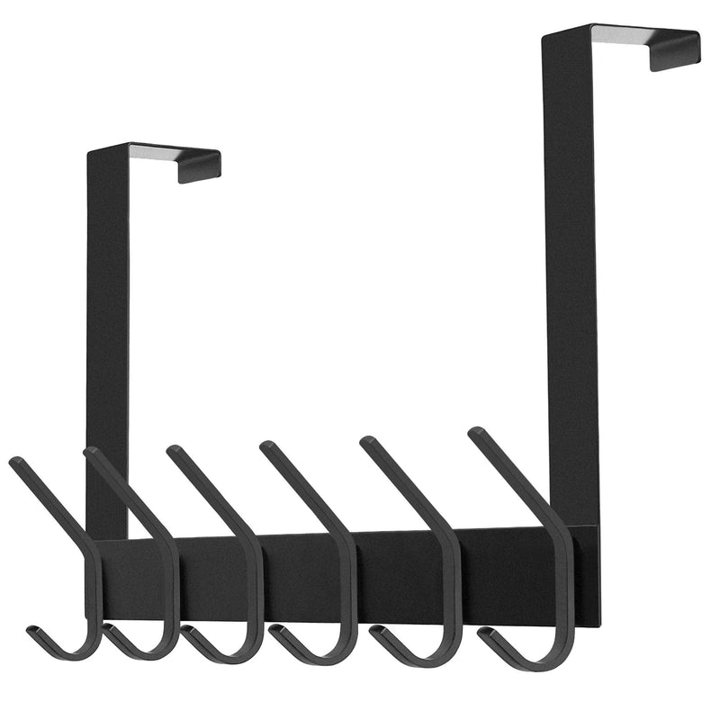 [Australia - AusPower] - DOKU Over The Door Hook, Stainless Steel Heavy Duty Over Door Hanger Holder for Coat Robe Hat Clothe Towels Hanging, Bathroom Organizer Towel Rack 12 Hooks, Matte Black 