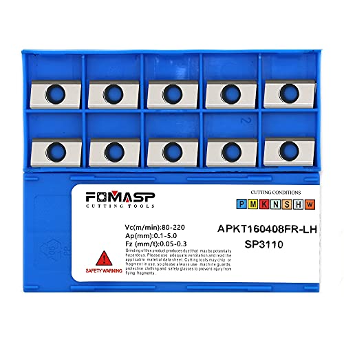 FOMASP APKT160408FR carbide milling inserts for aluminum, 10-piece set