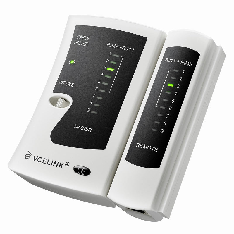 VCELINK Cable Tester, Network Tester for RJ45 RJ11 Cable Patch Cable, Grey | CAT6 CAT7 CAT8 Line Tester, LAN Tester, Telephone Cable Teser gray