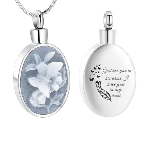 zeqingjw Cremation Jewelry Urn Necklace for Ashes Pendants Butterfly with Flower Memorial Funeral Keepsake Jewelry for Ashes (Rose Gold)