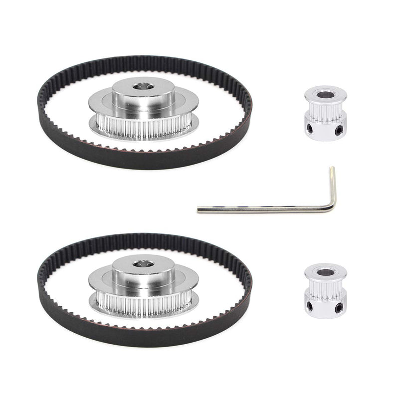 [Australia - AusPower] - 2Kit 2GT Synchronous Wheel Aluminum Timing Pulley with 2pcs Length 200mm Width 10mm Belt (20-60T-6.35B-10) 20-60T-6.35B-10 