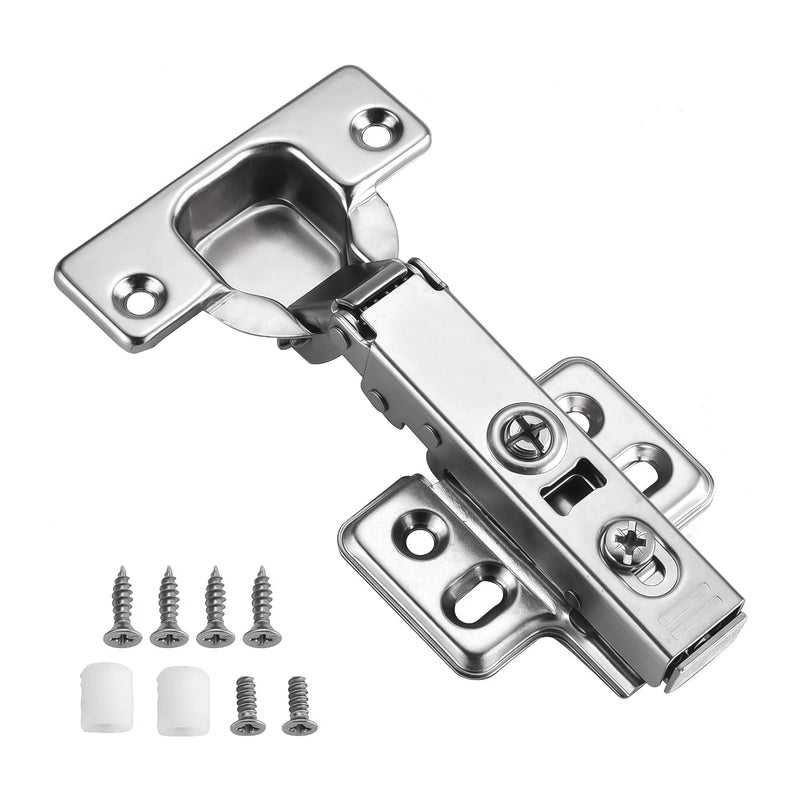 Kimdot Full Overlay 35mm Cup European Hidden Hinge Clip-on Plate for Easy Installation Kitchen,Bathroom Heavy-Duty Frameless Soft Close Hinge Four Hole Mounting Plate Hinges 10PCS 10