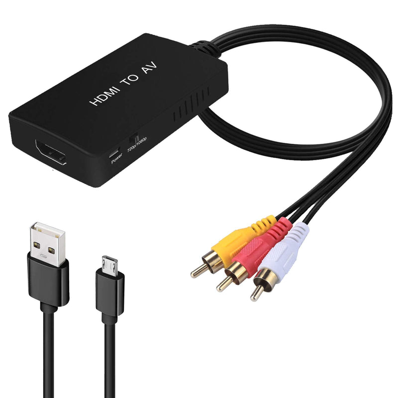[Australia - AusPower] - HDMI to RCA, HDMI to AV Converter, HDMI to Older TV Video Audio Converter Adapter for Apple TV, Roku, Fire Stick, Xiaomi Mi Box ect -Black 