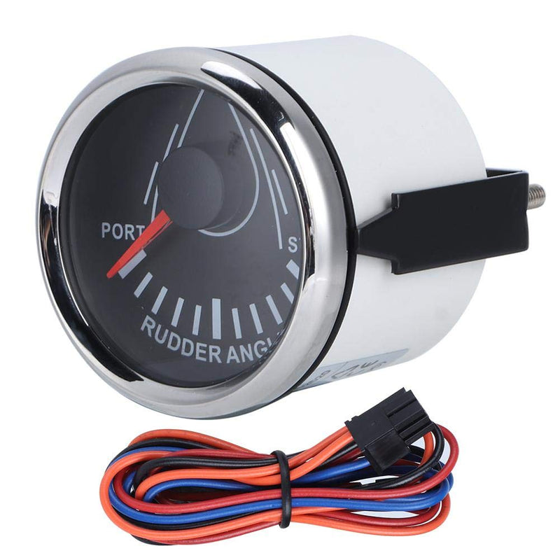 [Australia - AusPower] - Rudder Angle Meter, 52mm Universal Boat Rudder Angle Indicator 0-190ohm with Sensor -32V Backlight Gauge for Yacht Dial Silver Cover Black Dial Silver Cover 