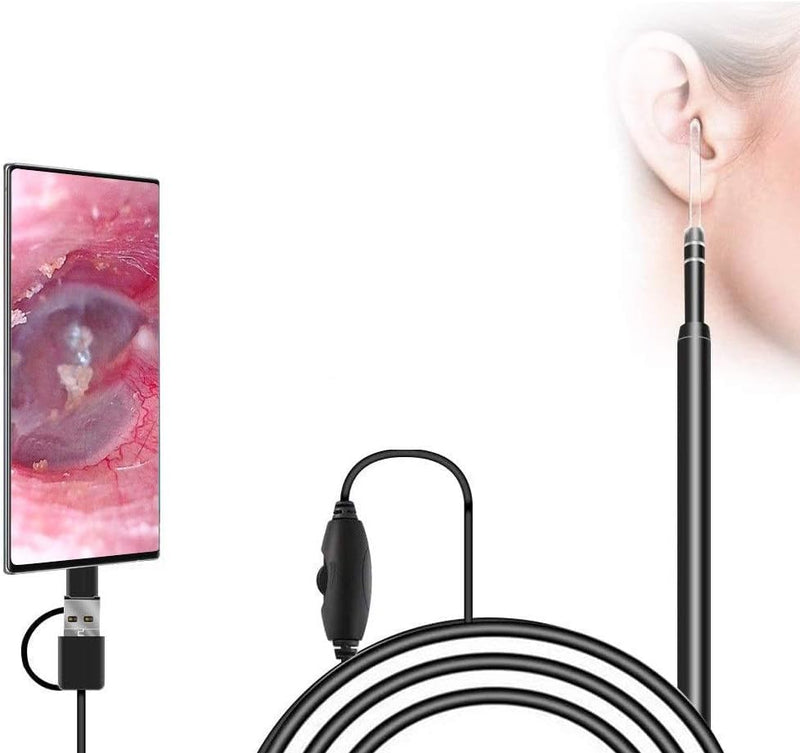 [Australia - AusPower] - 3in1 USB Otoscope-Ear Scope Camera, Mini New Upgraded 5.5mm Diameter Visual Ear Camera HD Ear Endoscope with Earwax Cleaning Tool and 6 Adjustable LED Lights for OTG Android and Windows & Mac. 