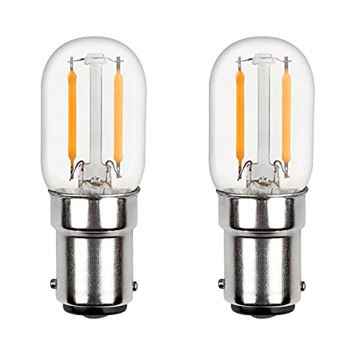 Akynite Bulb B15d LED 230 V for Sewing Machine, Double Contact, 2 W LED Replaces Incandescent Bulbs B15 15 W, Cool White 6000 K, 150 LM, Not Dimmable, Bayonet B15d Small Bulb, Set of 2 B15d Cool White