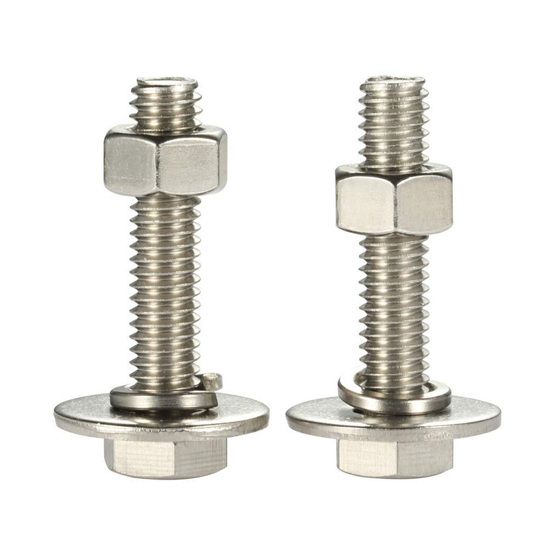 [Australia - AusPower] - 4 Sets 3/8-16 x 6" Hex Head Screws Bolts, Nuts, Extra-large and Thick Flat & Lock Washers, Fully Threaded, Stainless Steel 18-8, Bright Finish 3/8-16 x 6" 4 
