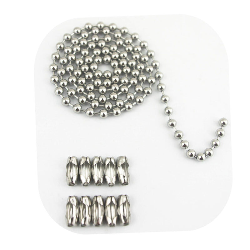 [Australia - AusPower] - Glory Qin 5.0mm Stainless Steel Ball Chains & Matching connectors (#10, 10 feet) 