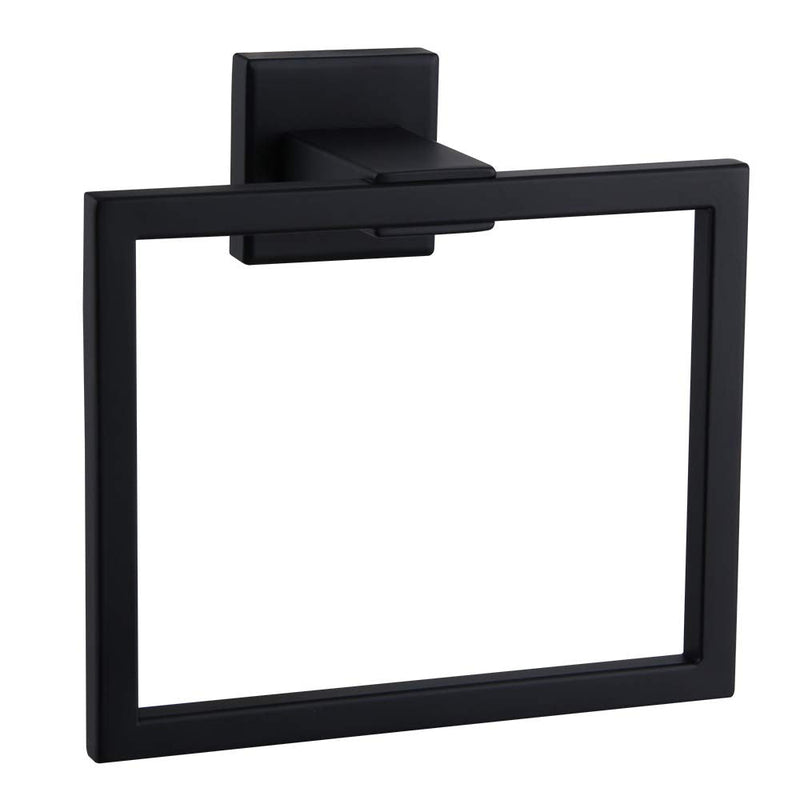 Matte Black Hand Towel Holder for Bathroom SUS 304 Stainless Steel Towel Ring Simple Square Towel Hanger Heavy Duty Hand Towel Racks Wall Mount