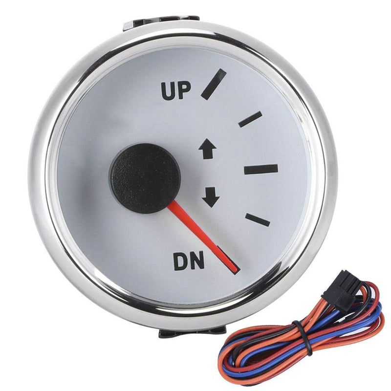 [Australia - AusPower] - Boat Trim Gauge, 52mm/2in Stainless Steel UP-DN Boat Trim Gauge 0-190ohm Trim Tilt Indicator Red Backlight (White Dial Silver Frame) White Dial Silver Frame 