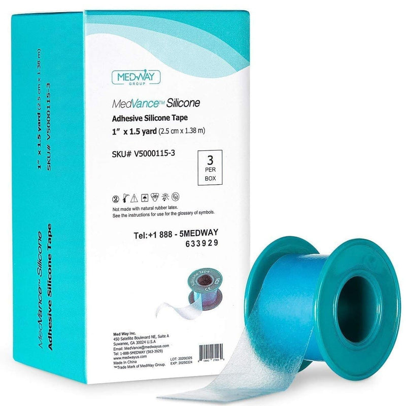 [Australia - AusPower] - MedVance Soft Silicone Tape with Perforation for Easy Cut Size - 1" Width (3 Pack, 1.5 Yards) 