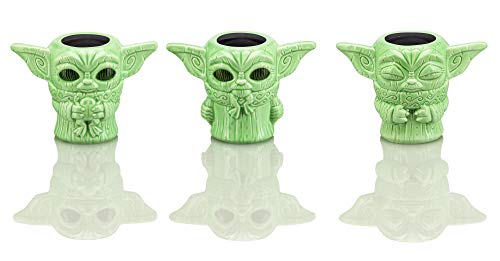 Geeki Tikis Star Wars The Mandalorian The Child Mini Muglets Set of 3-2.5-Ounce Green Ceramic Cup Fun Small Drinking Glass for Coffee, Water, Tea - Perfect Fan Gift - Licensed Merchandise