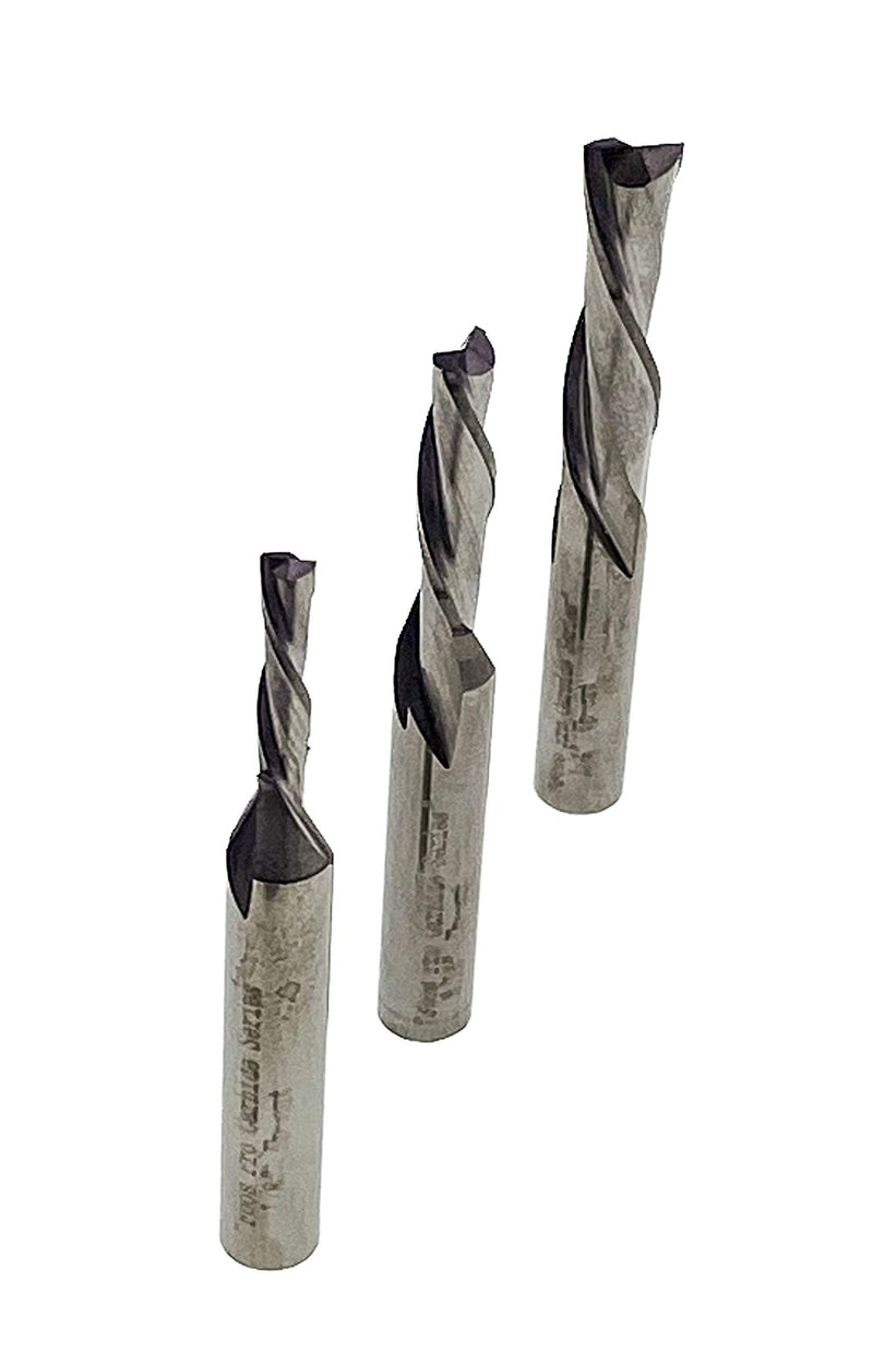 FOOS - Up Cut Spiral Router Bit Set - Solid Carbide - 1/4” Shanks - Veteran Owned (3pcs 1/4"; 3/16"; 1/8") 3pcs 1/4"; 3/16"; 1/8"