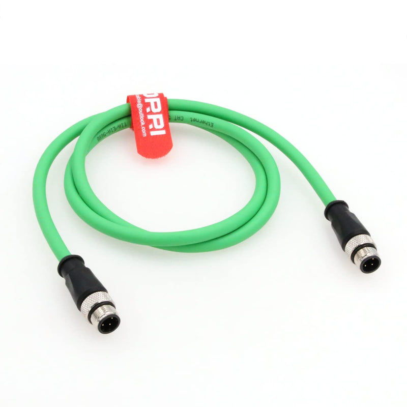 [Australia - AusPower] - DRRI M12 4Pin D-Code Male to D-Code Male Extension Ethernet Shielded Cat5 Cable for Industrial Ethernet, Profinet, Ethernet/IP and EtherCat(1M) 1M Green 