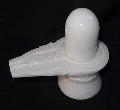 Natural White Marble Shiva Lingam Shivling 4 Inch 350g – Handcrafted Mahadev Lingam Idol for Home Temple, Puja, Abhishek, Meditation, Vastu, Spiritual Healing, Hindu Religious Decor & Sacred Gift