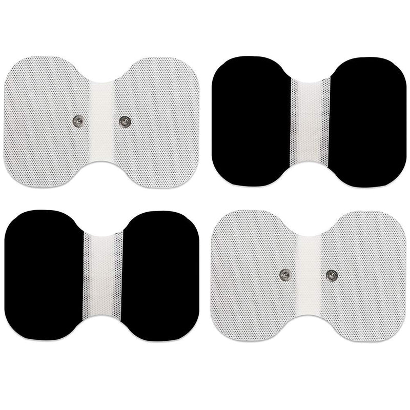 LotFancy TENS Unit Pads 4.3” X 6”, 4Pcs Snap Electrode Pads Large, Butterfly Shape, Reusable, Self-adhesive