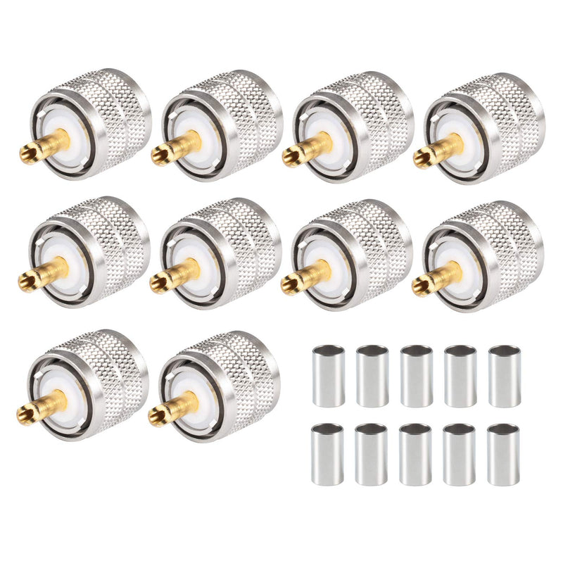 [Australia - AusPower] - （Pack of 10） UHF Male PL-259 Plug Crimp for RG8X RG-8X LMR240 Cable Straight RF Coaxial Adapter Connector, Eifagur 