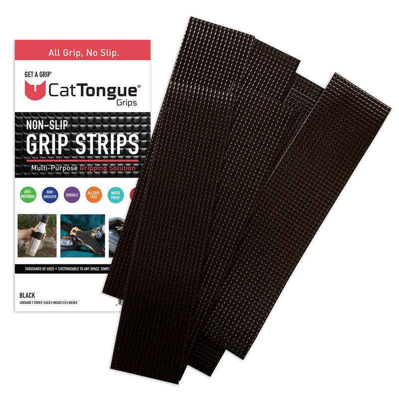 [Australia - AusPower] - Non-Abrasive Grip Tape Strips by CatTongue - Heavy Duty Waterproof Non Slip Strips for Indoor & Outdoor Use - Thousands of Grippy Uses: Furniture, Bathtubs, Frames, Gaming and More! (Black) 1-Pack Black 