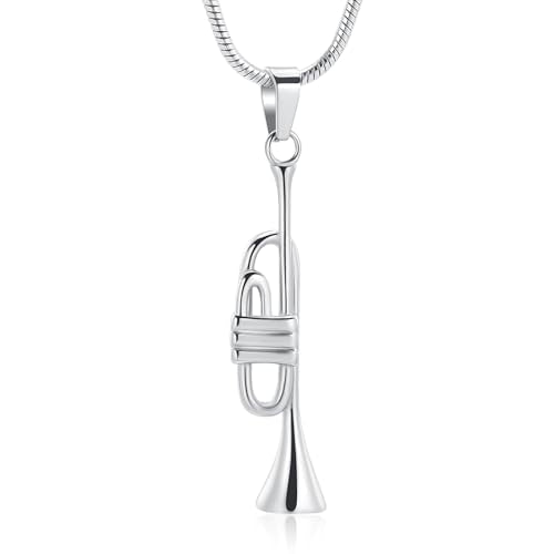 memorial jewelry Unique Trumpet Cremation Pendant Ashes Urn for Pet/Human Keepsake Necklace Steel