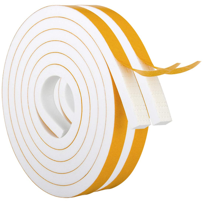 [Australia - AusPower] - White Door Window Weather Stripping Self Adhesive Foam Tape 1/2 in × 1/4 in × 26 Ft, High Density Foam Sealing Strip Window Insulation Weatherproof Gasket Tape for Doors and Windows 1/2 In x 1/4 In x 26Ft White 