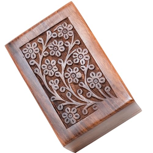 Handcrafted Keepsake Wooden Urn Box for Ashes - Beautiful Wooden Urn Tree of Life Design Handmade Rosewood Cremation Urns - Small Wood Box Cremation urns Medium