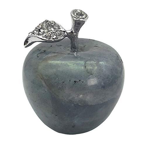 Neyisaa Grey Labradorite Crystal Apple Decor, Healing Crystals Pocket Stone Fruit Figurine Craft Home Decoration 30mm