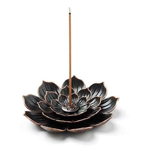 GARMOLY Incense Burner, Incense Holder for Sticks, Brass Lotus Incense Stick Holder and Detachable Ash Catcher 1 Standard
