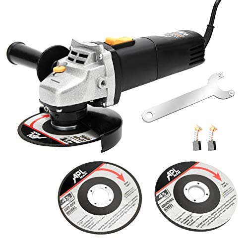 APLMAN Angle Grinder Tool,5-Amp Motor Driver, 4-1/2 inch With 1 Grinding Wheels, 2 Cut-Off Wheels,2 Carbon Brush and 1 Wrench.10500RPM For Fast Stock Removal,Anti-Vibration Handle