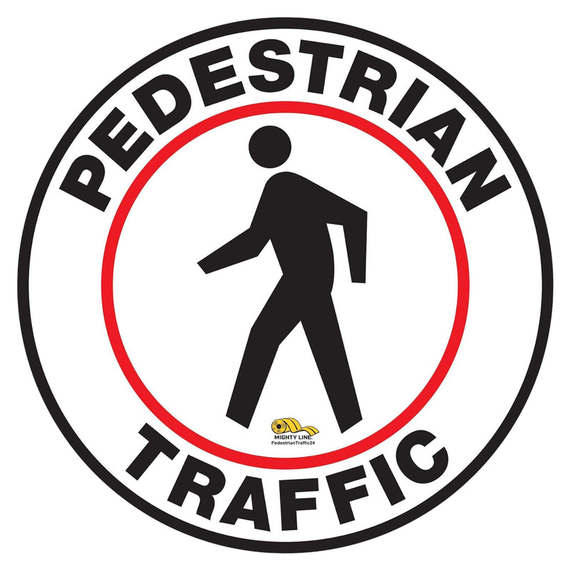 Mighty Line Pedestrian Traffic Crossing Walkway Floor Sign for Safety, Caution, Warning, Heavy-Duty, Peel and Stick, Adhesive, Industrial Quality, 12" Pedestrian Traffic 12 inches