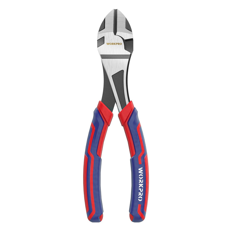 [Australia - AusPower] - WORKPRO 7-Inch Diagonal Pliers in CRV Steel for Cutting Wires, Bi-material Handle Comfort Grip 
