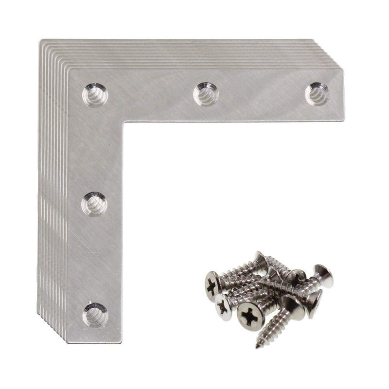 [Australia - AusPower] - 10 Pack Repair Mending Bracket Plate,ULIFESTAR Stainless Steel L Shape Flat Corner Brace Bracket for Wood,Metal Fixing Joining Bracket Support Brace for Shelves,Furniture and Cabinet 10 Pack(80x80mm) 80*80mm/3.15*3.15'' 