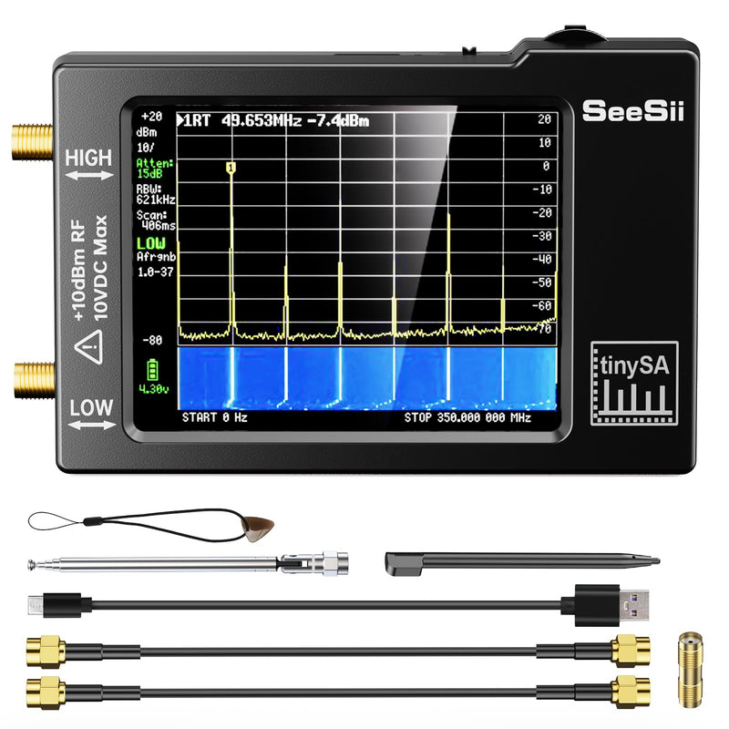 [Australia - AusPower] - Portable TinySA Spectrum Analyzer,SEESII Upgraded V0.3.1 Handheld Tiny Frequency Analyzer 100kHz to 960MHz MF/HF/VHF UHF Input,Signal Generator with 2.8 inch Touch Screen with ESD Protect Function 