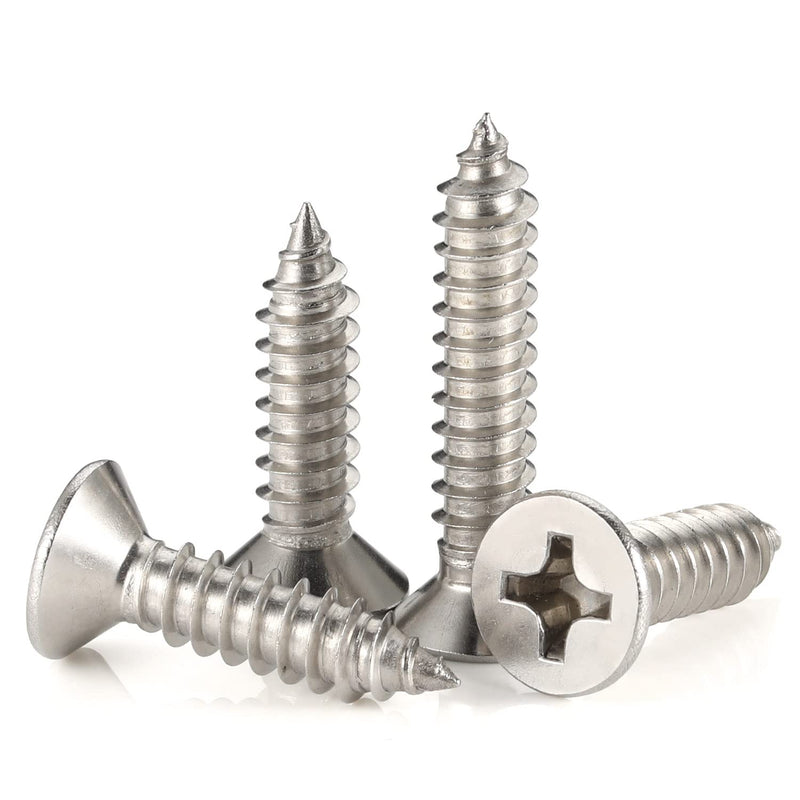[Australia - AusPower] - #10 x 1 (3/8" to 2" Available) Flat Head Sheet Metal Screws Wood Screws, 304 Stainless Steel 18-8, Self Tapping, 100 PCS #10 x 1" 