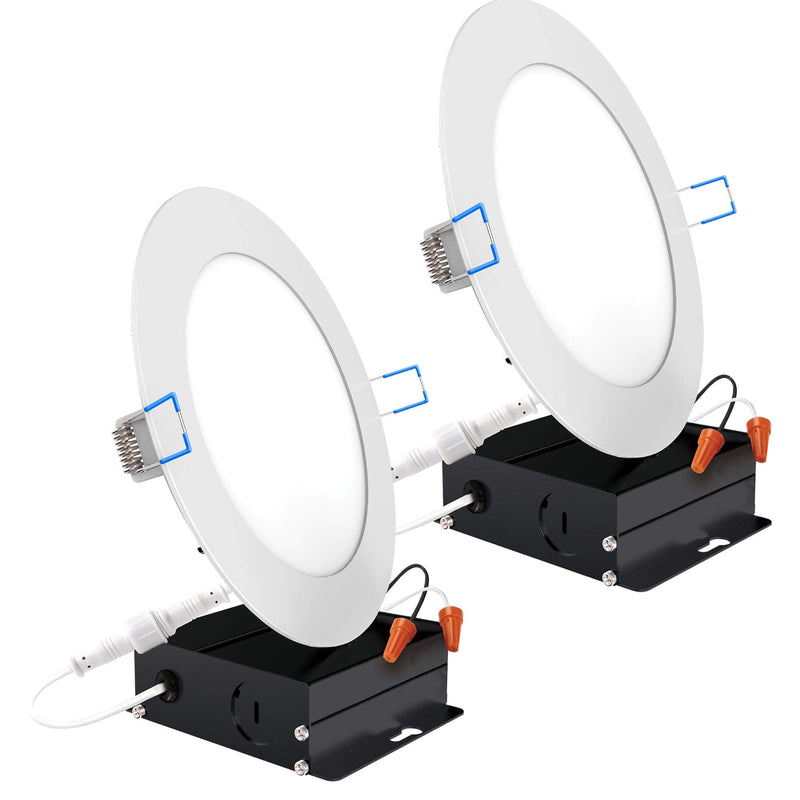 [Australia - AusPower] - Sunco Lighting 2 Pack 6 Inch Ultra Thin LED Recessed Ceiling Lights, 5000K Daylight, Dimmable, 14W, Wafer Thin, Canless with Junction Box 