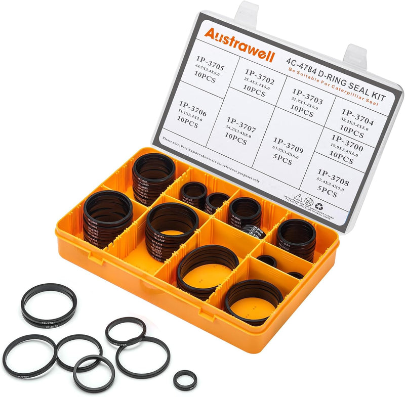 [Australia - AusPower] - BUSY-CORNER 4C-4784 Print D-Ring Kit, Nitrile 90, Hydraulic Hose Fitting Drings, Fits CAT Caterpillar Excavator 2701535 4C4784 Replacement 