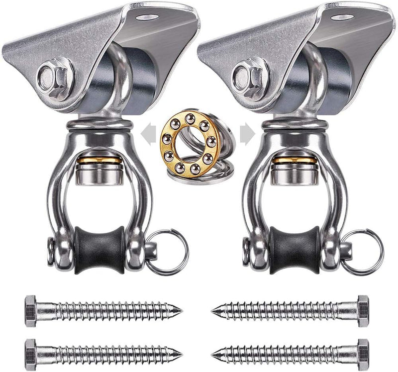 [Australia - AusPower] - SELEWARE Silent, No Squeaking, Heavy Duty Stainless Steel Swing Hangers for Hammock Chair, Aerial Yoga Silk, Porch Swing. Swivel Bearings Inside, 1000 LB Capacity 