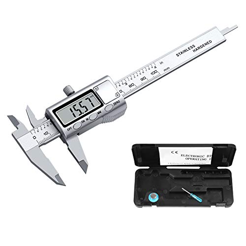 Neoteck Digital Vernier Caliper 100 mm Stainless Steel with LCD, Inch/Metric Conversion, Calliper Measuring Tool for Length, Width, Depth, Inner Diameter, Outer Diameter 4 inch