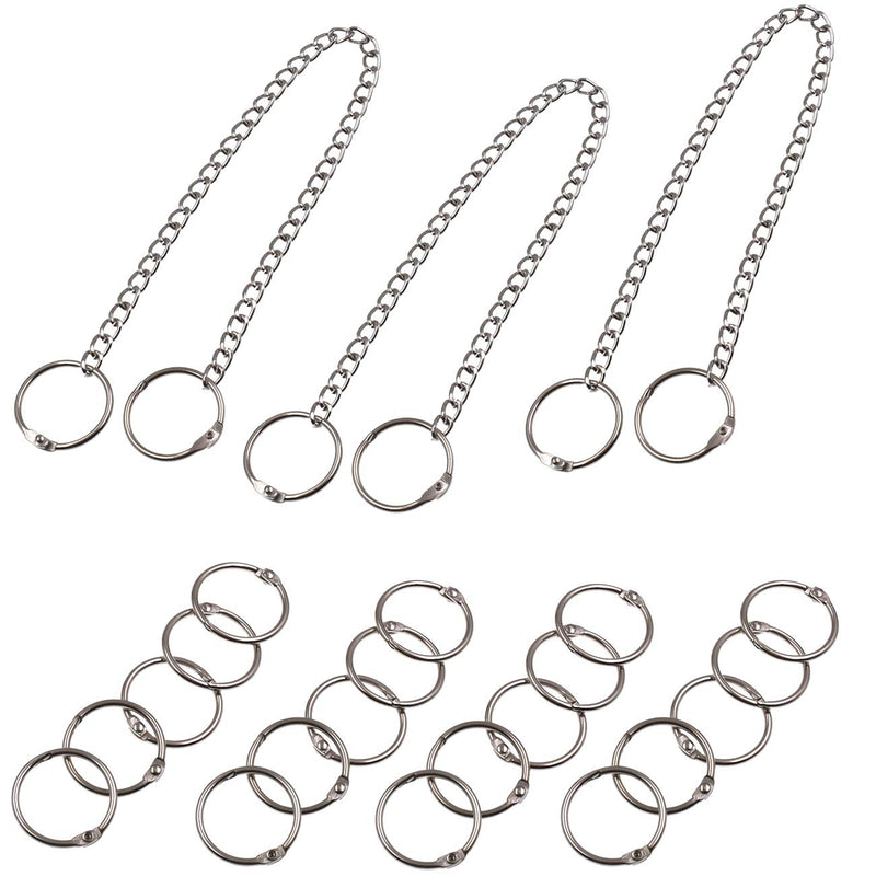 [Australia - AusPower] - 3Pcs Matching Iron Chain + 20Pcs Iron Chain Ring for Hanging the Self Made SignSilver Hardware Accessory Kit 