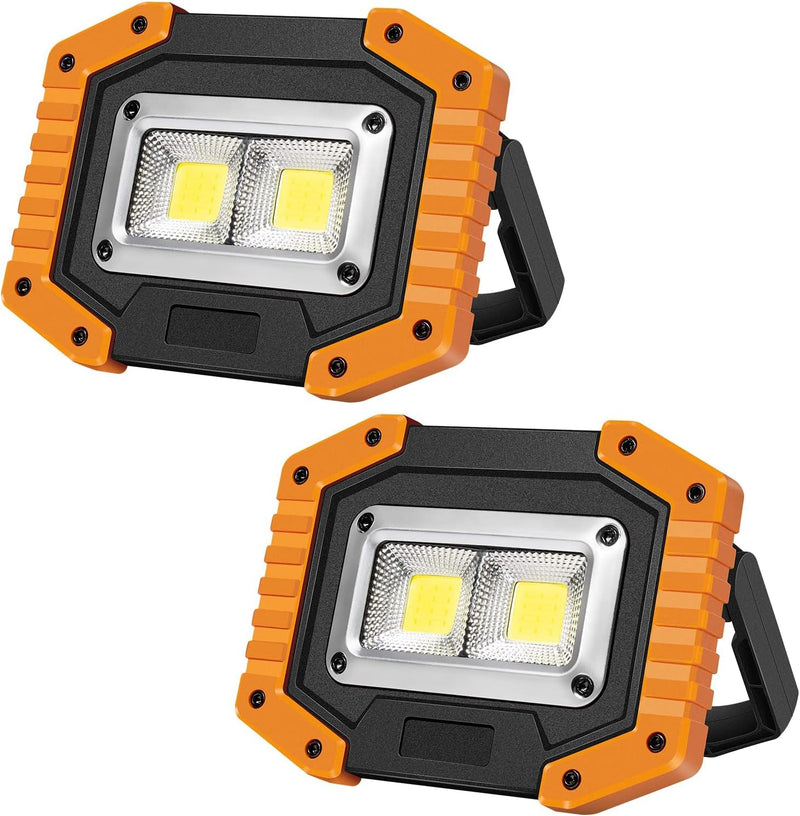 [Australia - AusPower] - OTYTY LED Work Light Rechargeable, 30W 1500LM Battery Powered Portable Flood Lights with Magnetic Base, 4200mAh Battery for Camping Outdoor Car Repairs Job Site Lighting 2 Pack Yellow 2PCS 