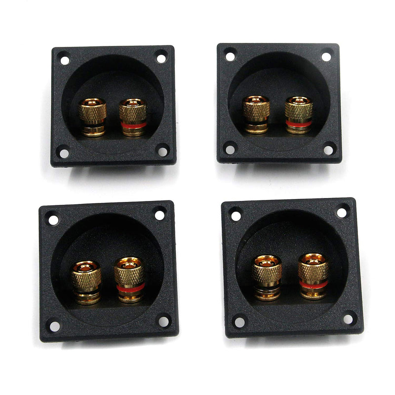 [Australia - AusPower] - T Tulead Speaker Terminal Cup Wire Connector Cup Square Speaker Cup 2 Way Spring Loaded Jack Pack of 4 with Mounting Screws 
