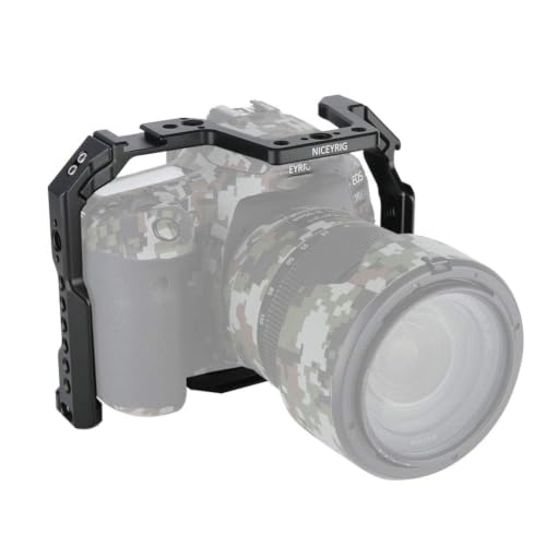 NICEYRIG Camera Cage for Canon 80D 90D 70D, with NATO Rail Cold Shoe and 1/4 3/8 Locating Hole - 371