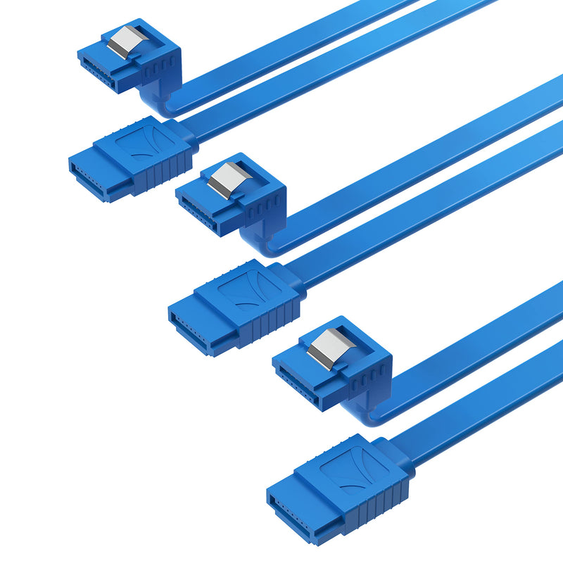 [Australia - AusPower] - SABRENT SATA III (6 Gbit/s) Right Angle Data Cable with Locking Latch for HDD/SSD/CD and DVD Drives (3 Pack 20 Inch) in Blue (CB-SRB3) 