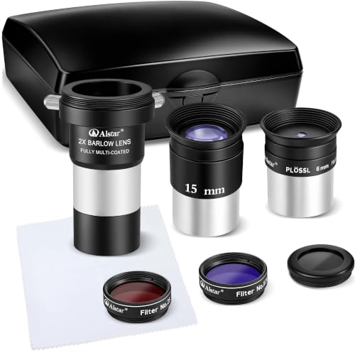 Alstar Telescope Accessory Kit 8-Piece, 1.25" Eyepiece Set & Filter Set