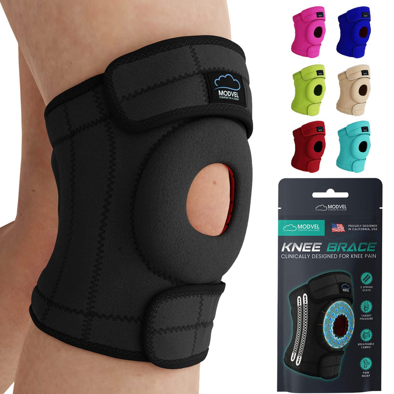[Australia - AusPower] - MODVEL ELITE Knee Brace for Women & Men with Side Stabilizers, Patella Gel Pads Brace for Meniscus Tear for Maximum Knee Pain Support - ACL Knee Braces for Running, Workout, Arthritis & Joint Recovery Black Small/Medium 