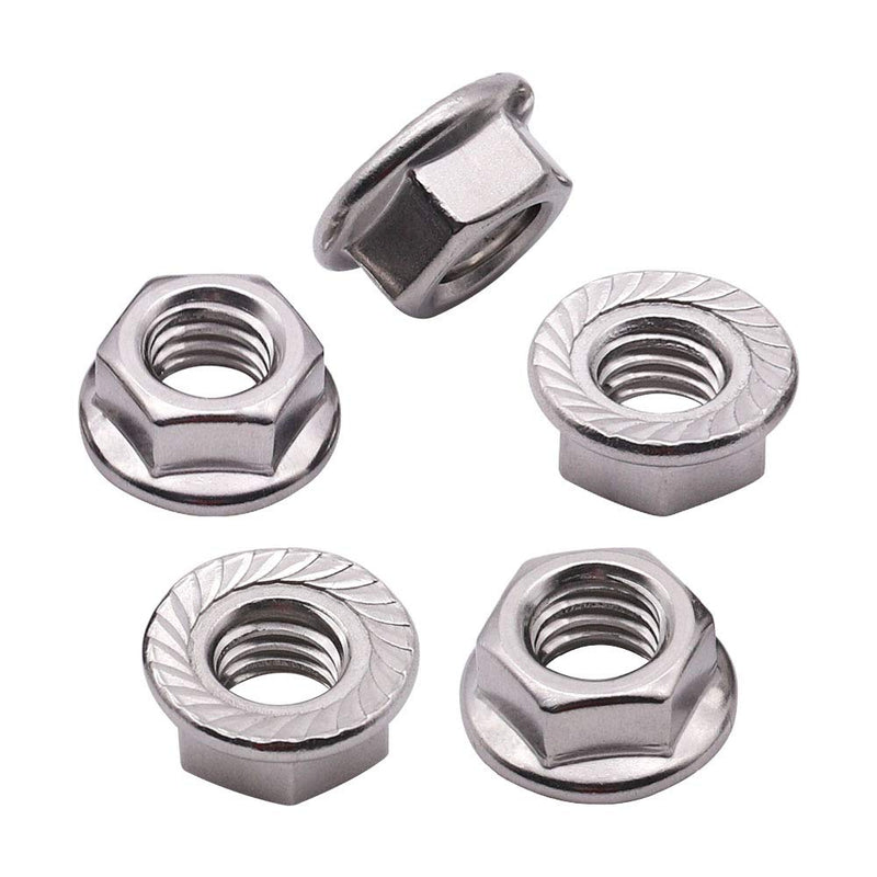 [Australia - AusPower] - M5-0.8mm (50 pack) Serrated Flange Hex Locknuts, 304 Stainless Steel 18-8 lock nut, Finish Hex lock Nut M5-0.8mm 50 