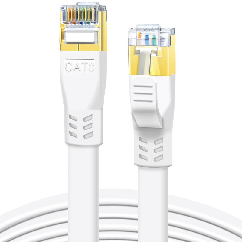 DDMALL CAT 8 Ethernet Cable, 5 Metres, High-Speed 40 Gbps, 2000 MHz, SSTP Cat 8 Flat Patch Cable, Gigabit LAN Network Cable with Gold-Plated RJ45 Connector for Gaming, Modem, Router, Xbox, PC (5 m, | 1m 2m 3m 5m 6m 8m 10m 15m 20m 25m 30m High Speed RJ4...