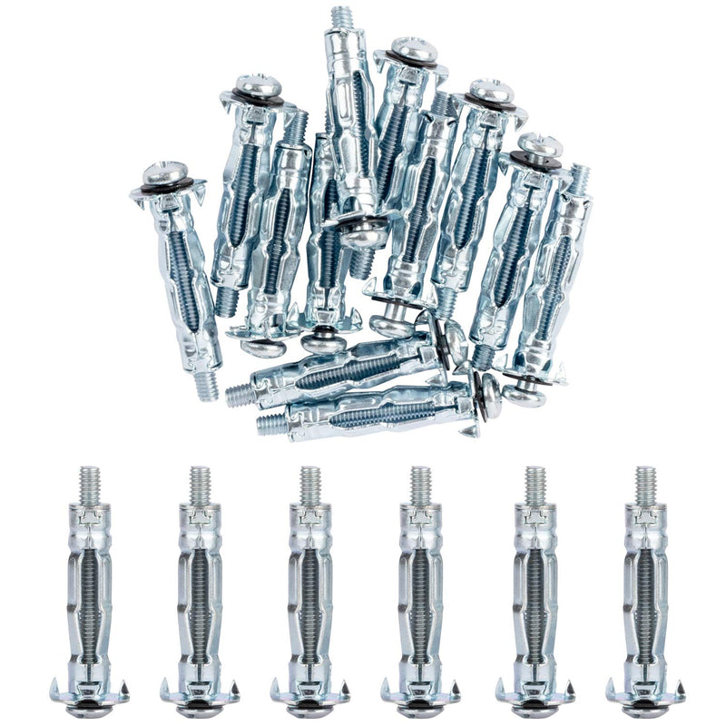 [Australia - AusPower] - ISPINNER 20pcs M4x32mm Zinc Plated Steel Molly Bolt Hollow Drive Wall Anchor Screws for Drywall, Plaster and Tile 