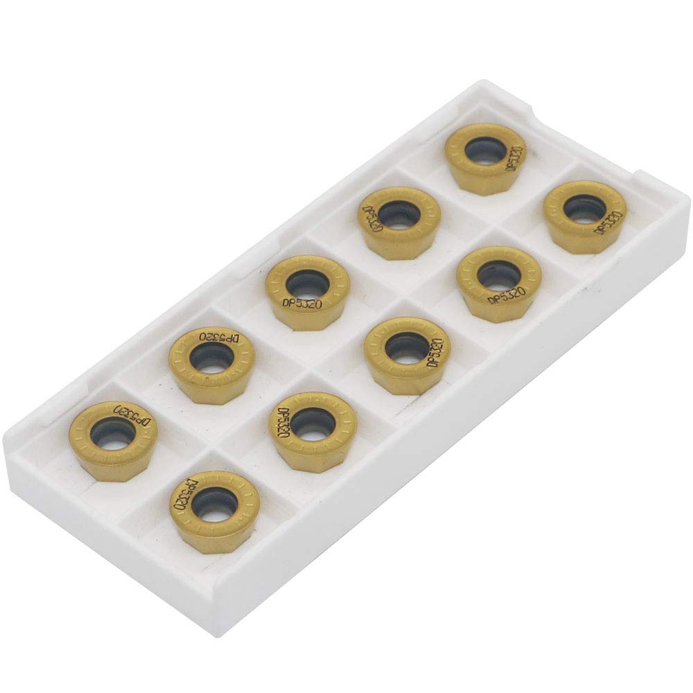 10pcs Carbide Milling Insert RPMT1204 ? R6?Round,CNC Milling Machine Indexable Milling Insert,Tungsten Steel Surface Golden Coating, Very Suitable for Processing Steel and Stainless Steel. RPMT1204M-C DP