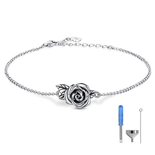 Sterling Silver Rose Urn Bracelet Ring Women Cremation Jewelry for Ashes urn bracelet 1