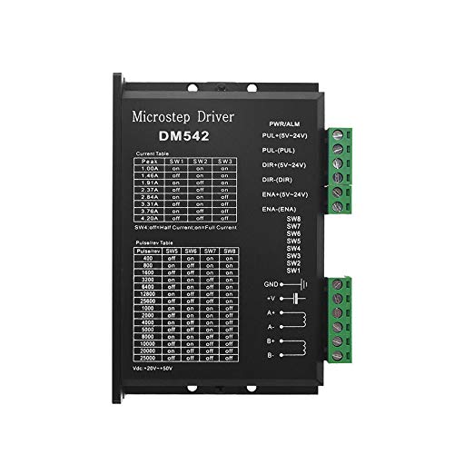 CNC Digital Microstep Driver DM542 Stepper Motor Driver Controller 2-Phase 20-50V DC Max 4.2A 42 57 86 Motor Driver for Nema 17, 23 and Nema 34 Stepper Motor Series, Replace M542 M542H